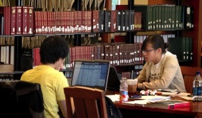 asian students in the library