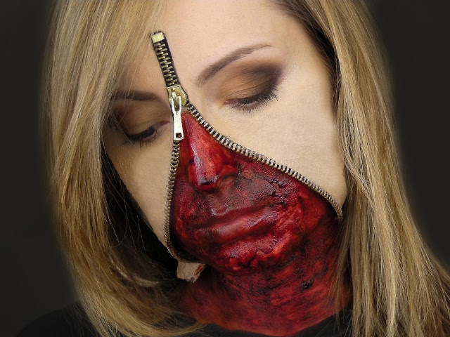 creepy zipper face halloween costume